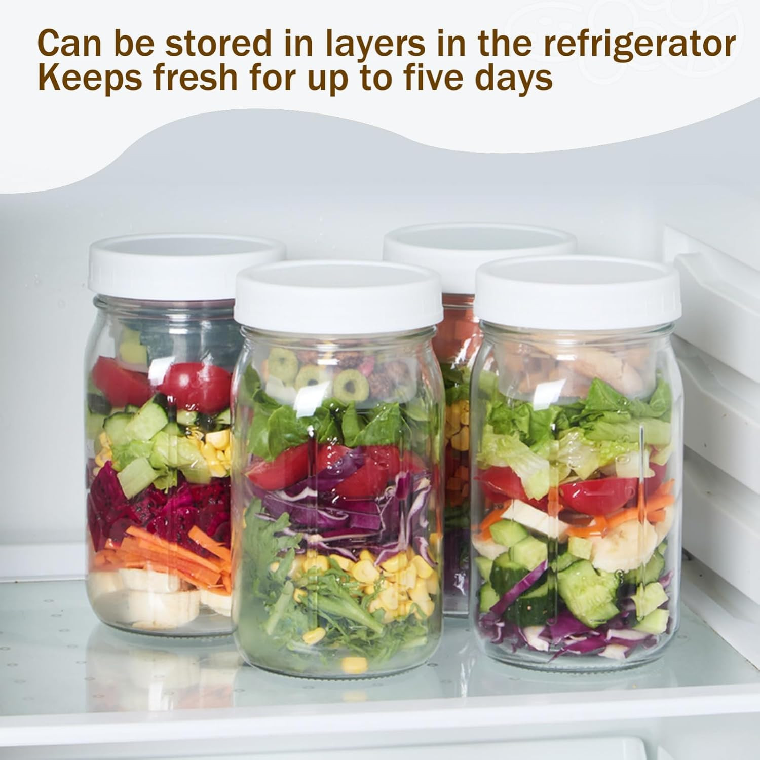 4 Pack Glass Salad Jars Lids Meal Prep- 32Oz Leakproof Container Lunch Comes 2