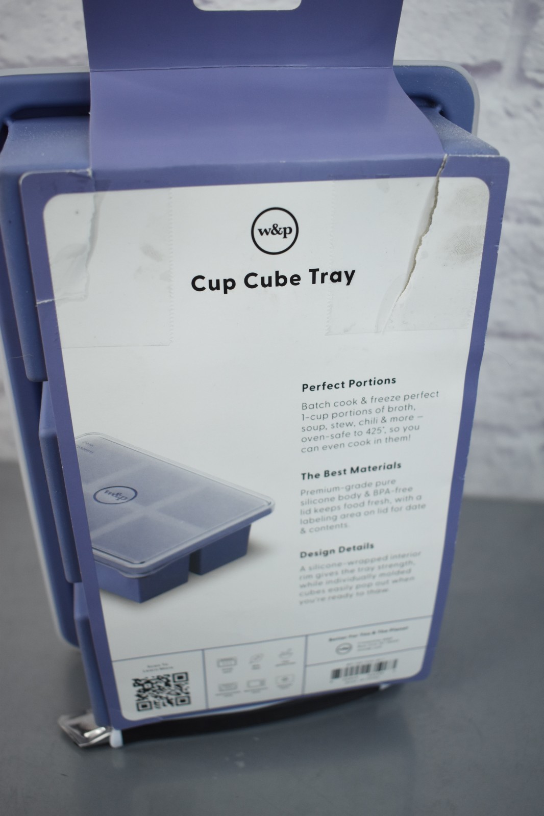 W&P Cup Cubes Silicone Freezer Tray Lid Blue Makes 6 1cup Portions Freeze NEW