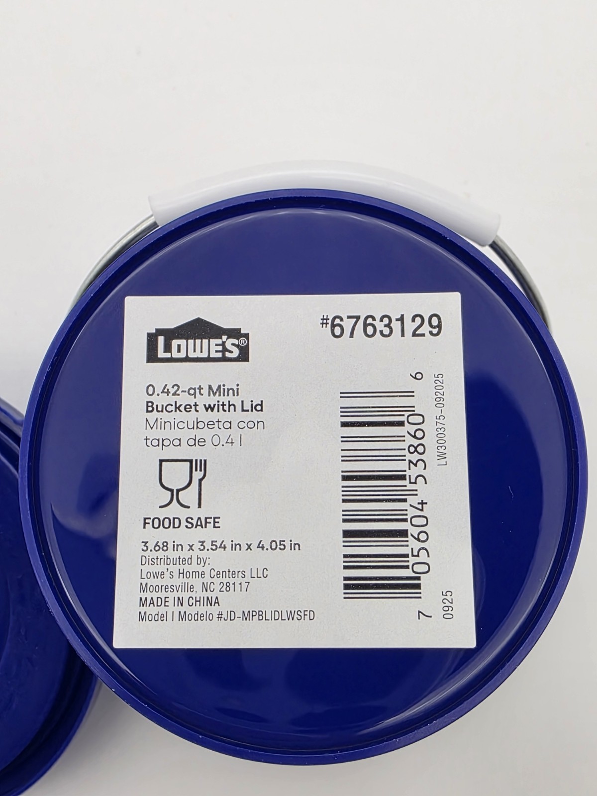 Lowes Logo Blue Mini Bucket With Lid Food Safe New