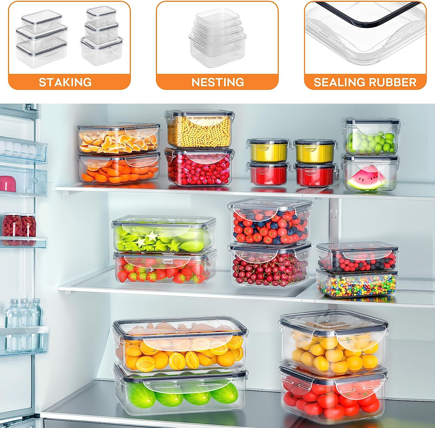 40 PCS Food Storage Containers with Lids Airtight (20 Containers & 20 Lids), Pla