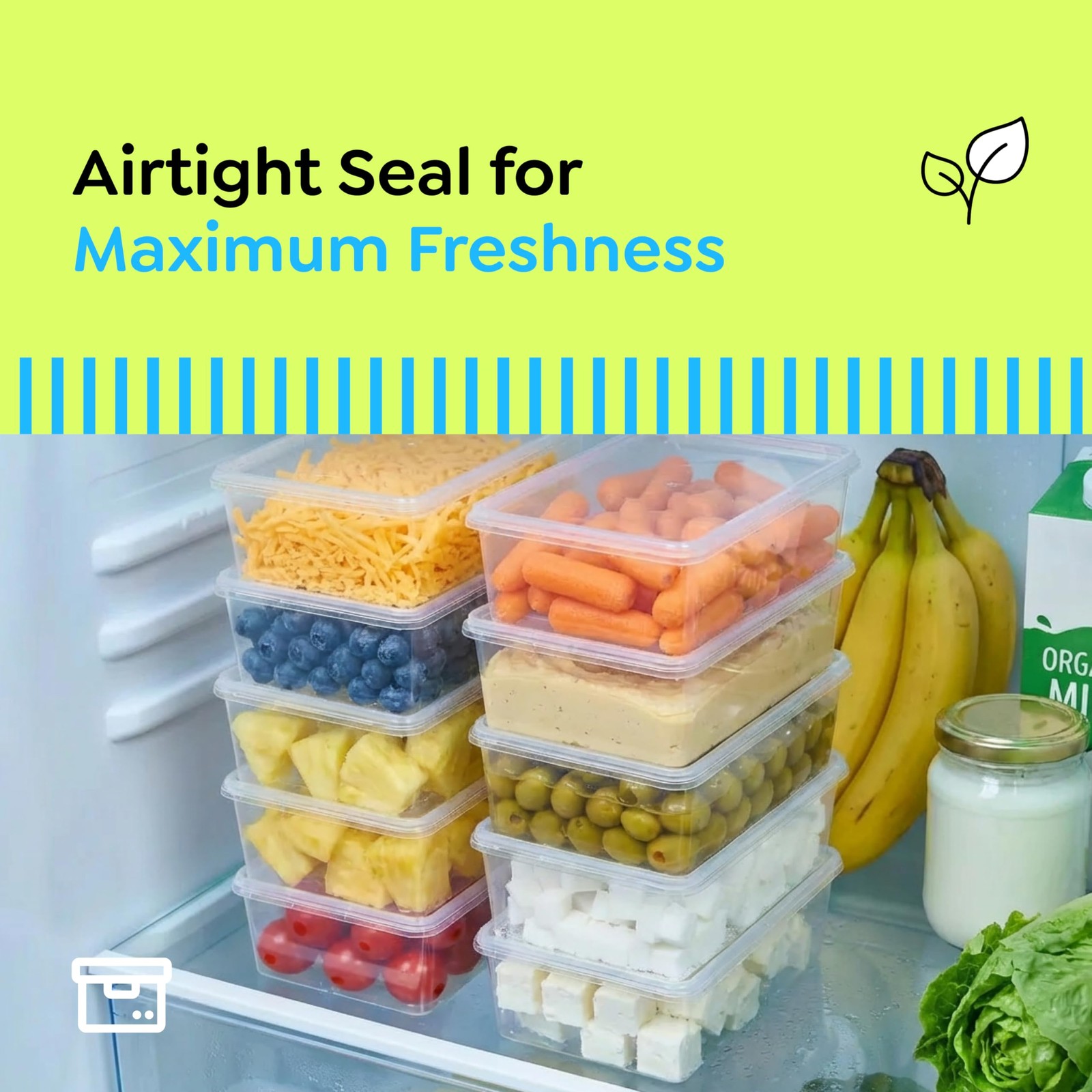 StoriGo 20 Pack 34 oz Airtight Food Storage Containers with Attached Hinged L…