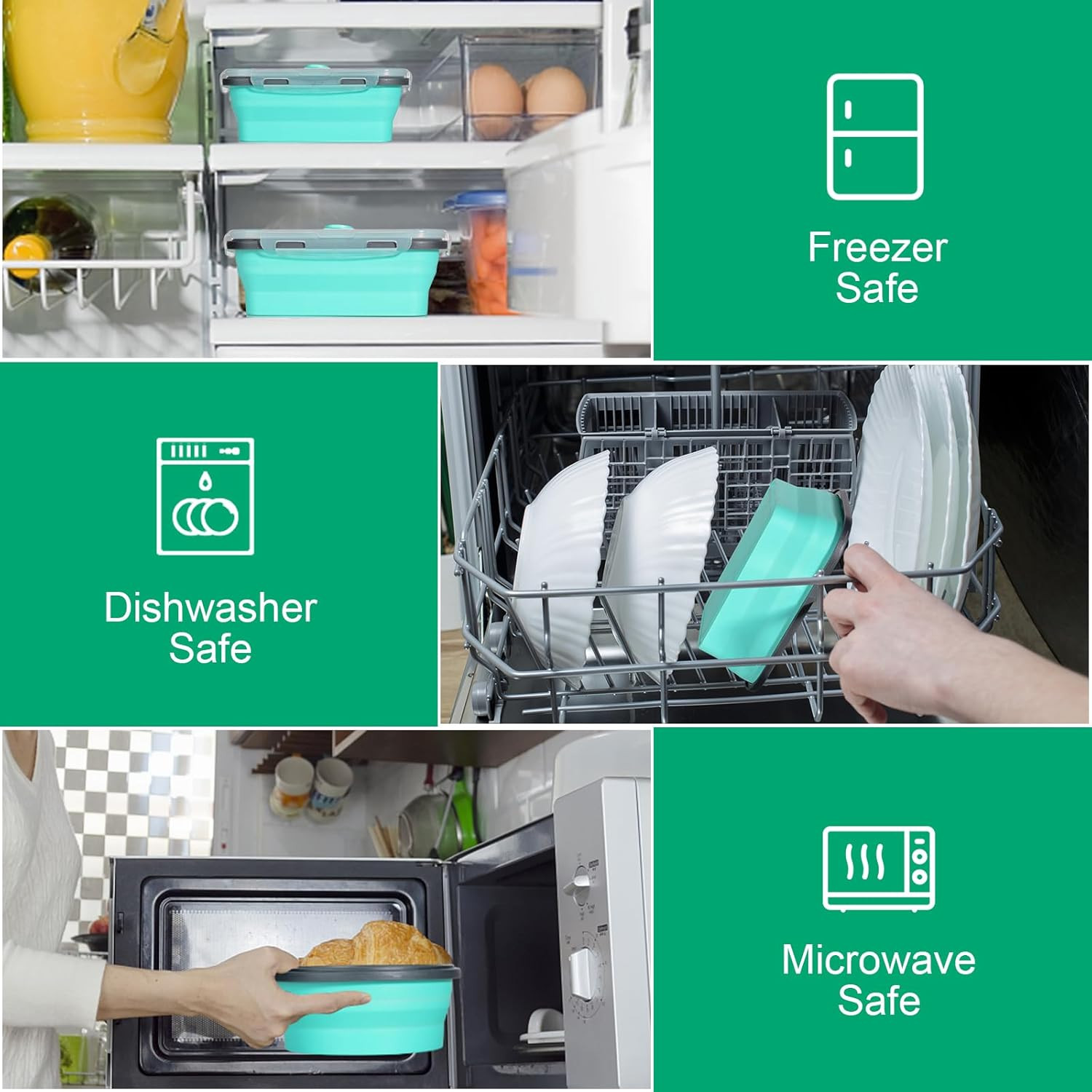 16 Pack Collapsible Silicone Food Storage Containers with Lids for Travel
