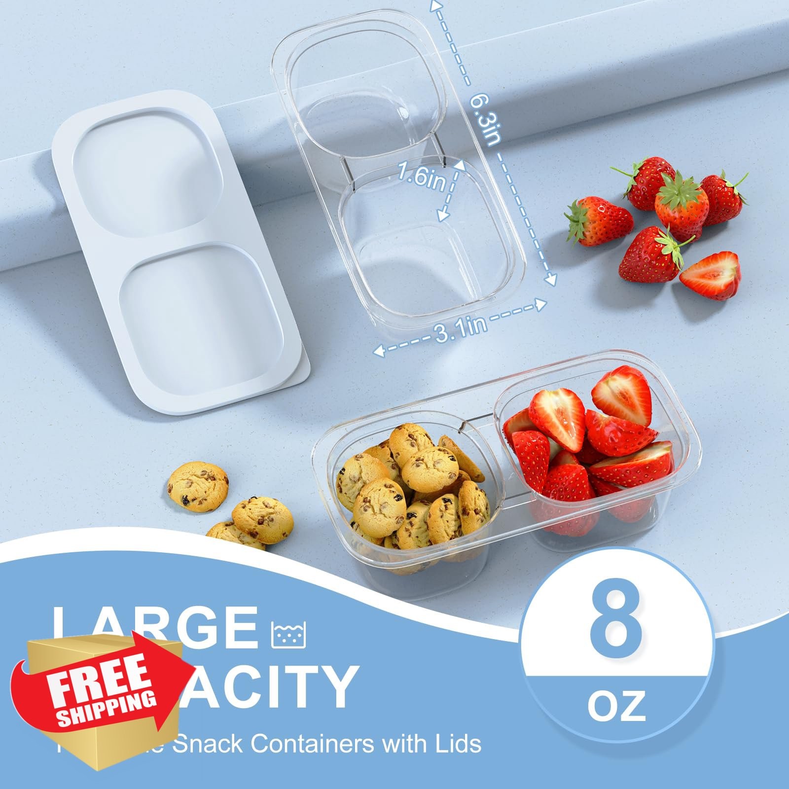 LUOFNI 10 pack Light Blue snack containers