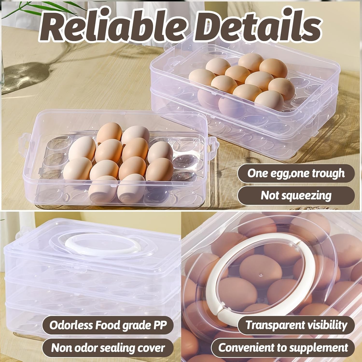 Egg Holder for 72 Eggs,3-Layer Plastic Egg Container,Deviled Egg Tray with Ha…