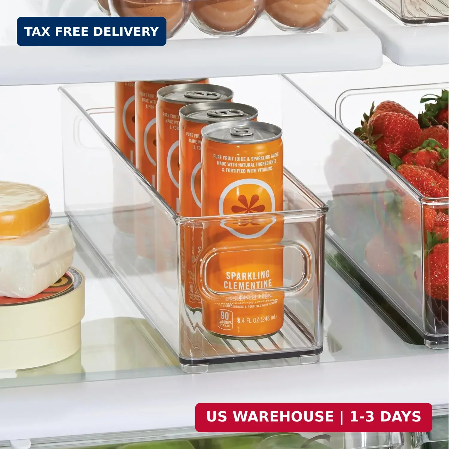 iDesign Stackable Fridge Bin with Handles – Ideal for Freezer or Pantry, Set of