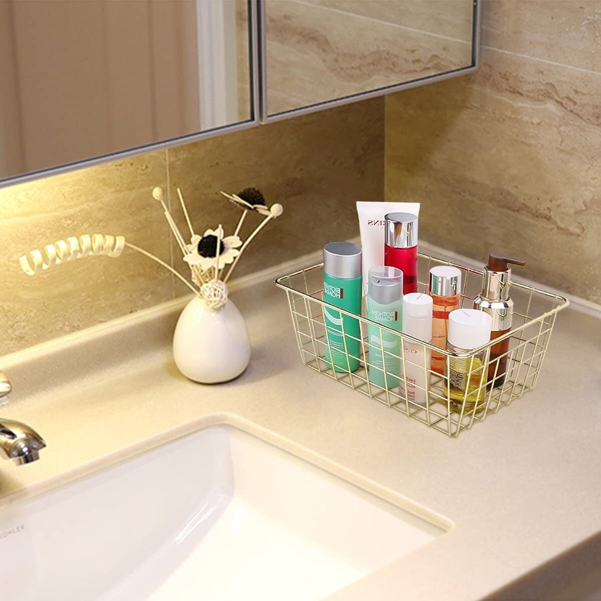 Fvstar 3pcs Wire Storage Basket Farmhouse Metal Household Container Storage