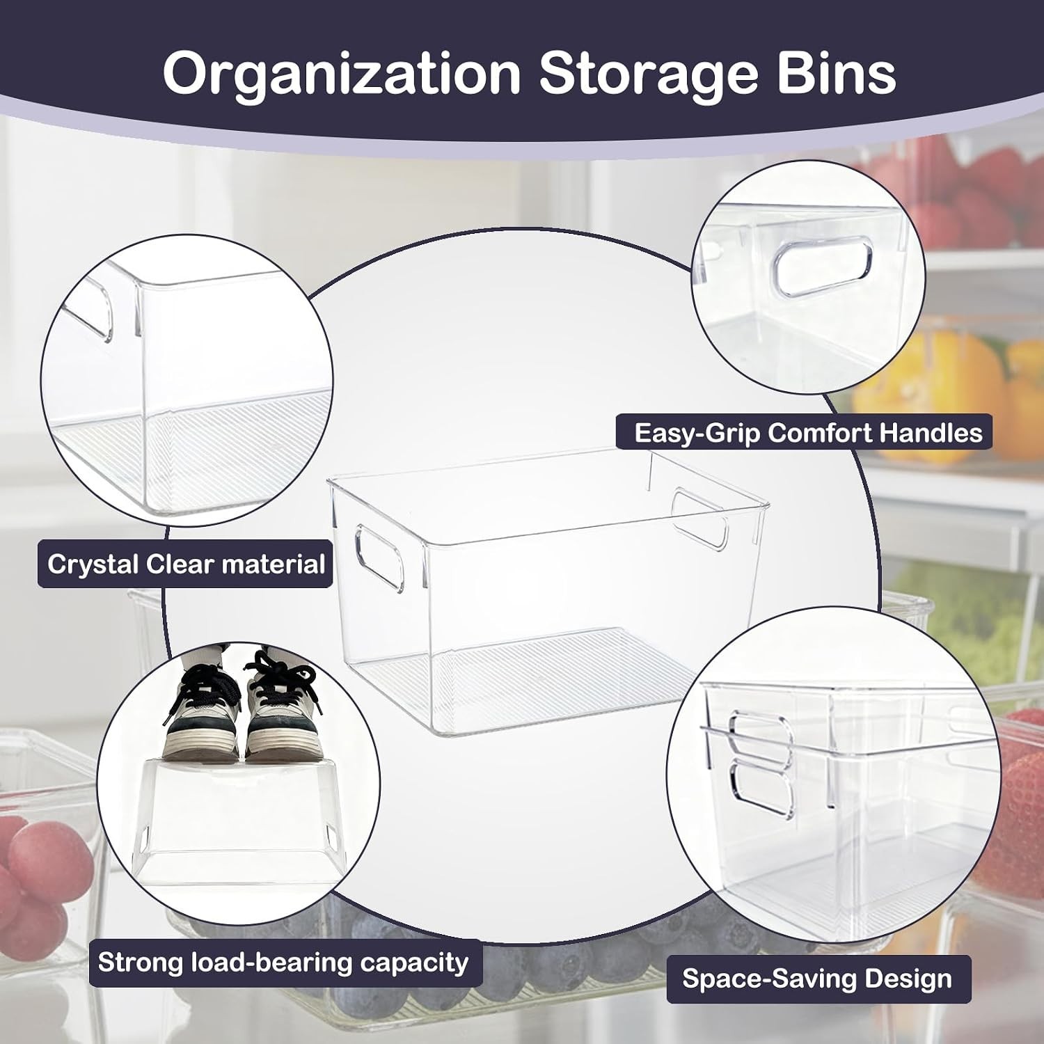 Clear Plastic Storage Bins – Pantry Organizers & Storage Containers for Kitch…
