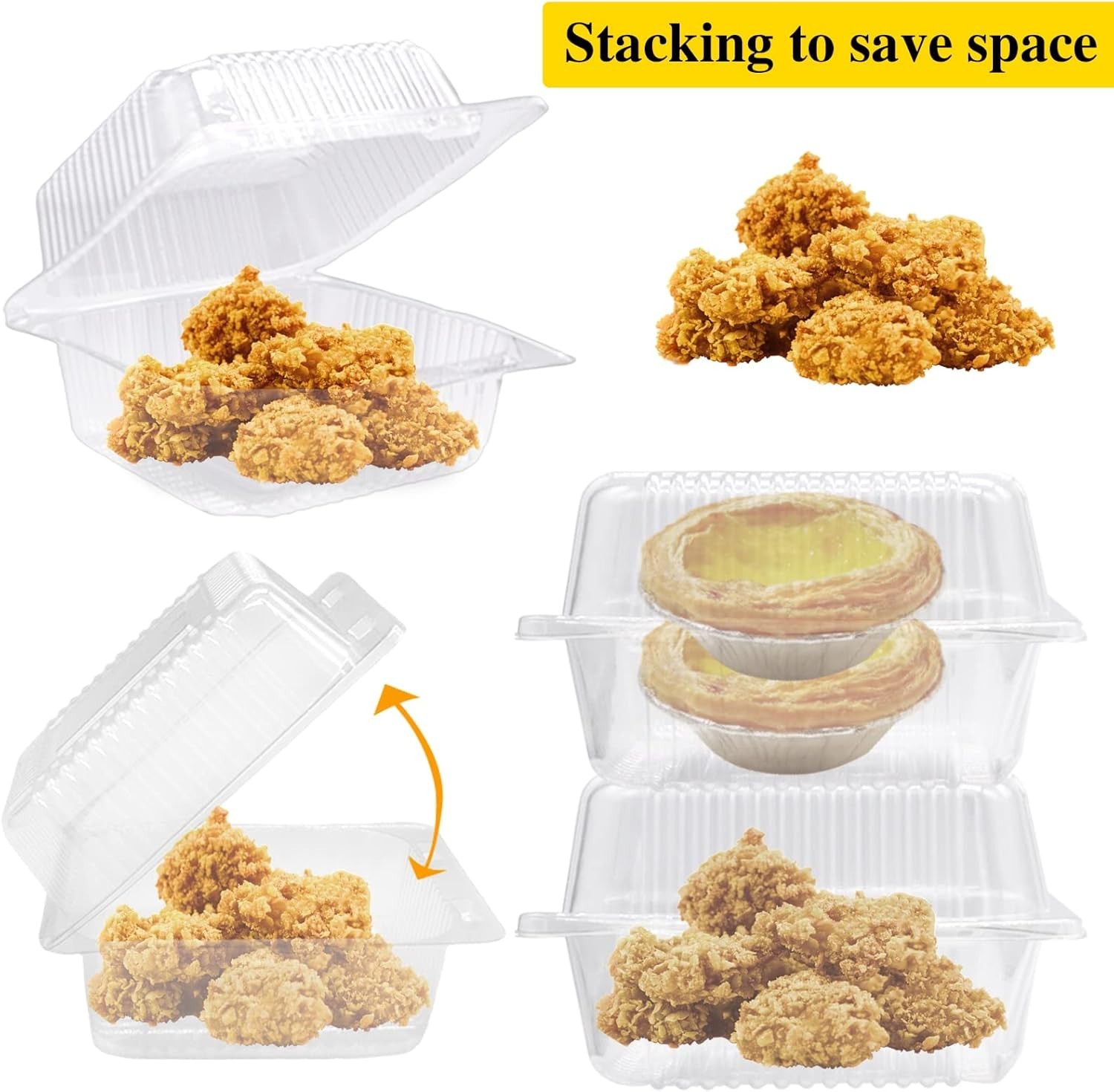 100 Piezas De Plastico Transparente Con Bisagras Contenedores Con Tapas,conte…