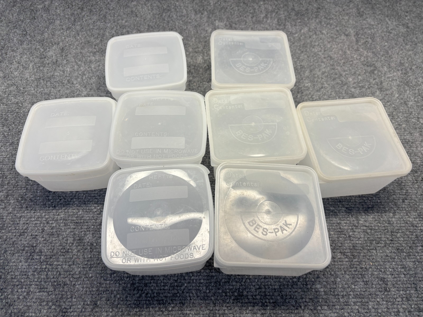 Vintage Hefty Bes Pak 1 pint containers plastic freezer containers lot of 8