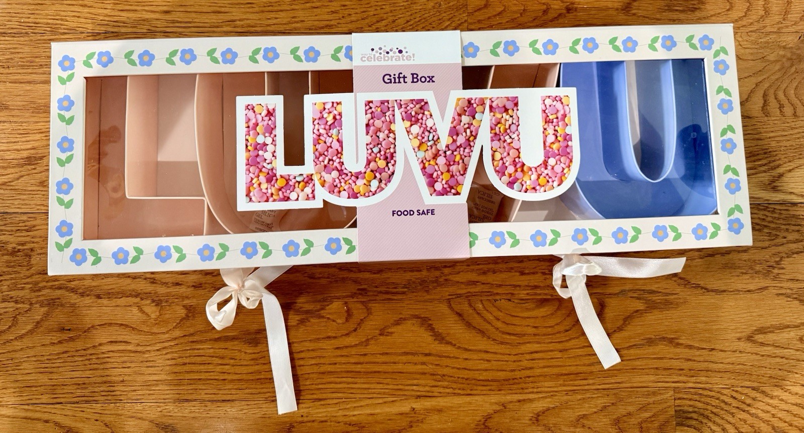 NEW EUMU Reusable Food Safe Gift Box Snack Box Compartments Ribbon Floral