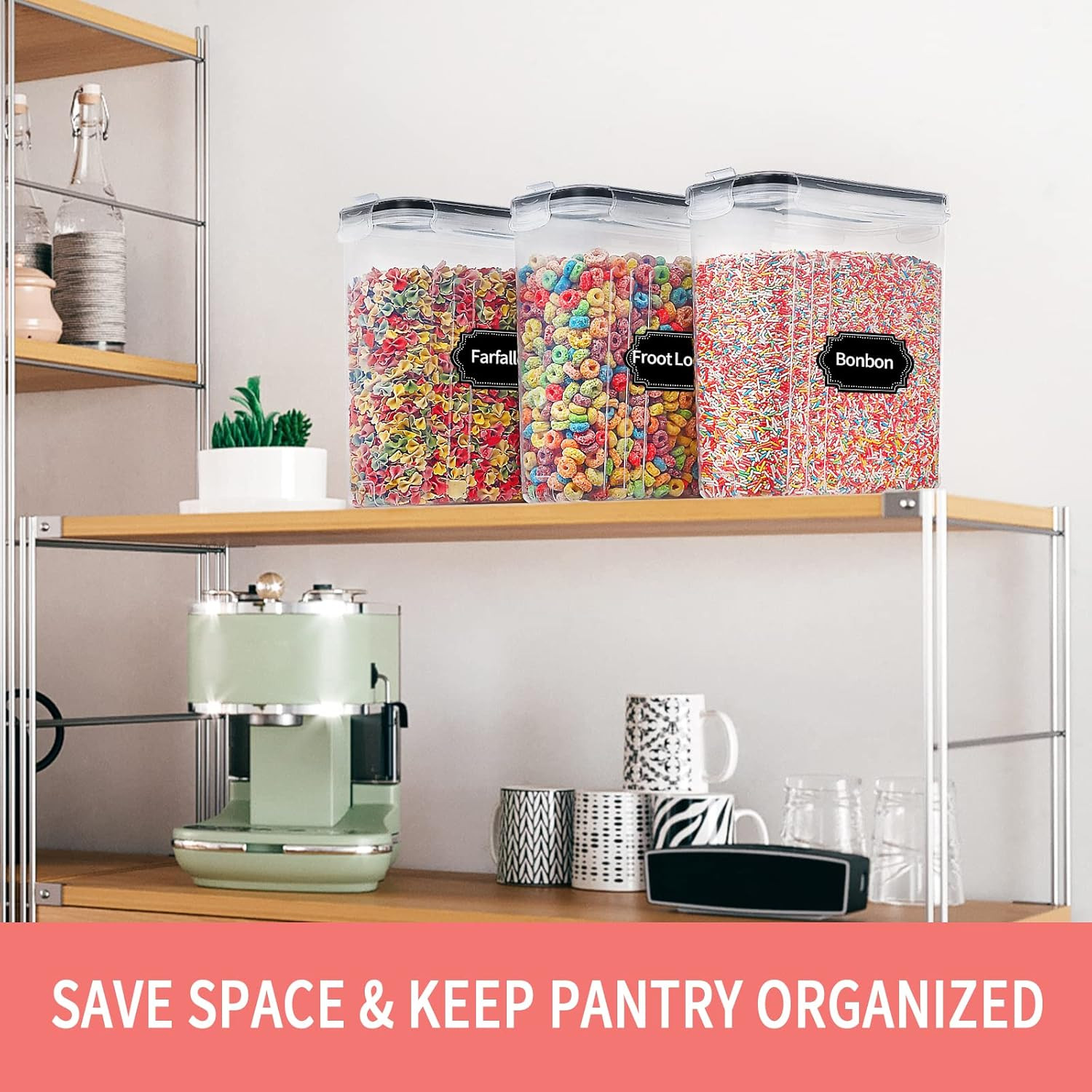 Large Dry Food Storage Containers with Lids, 6PCS Airtight Cereal Containers Sto