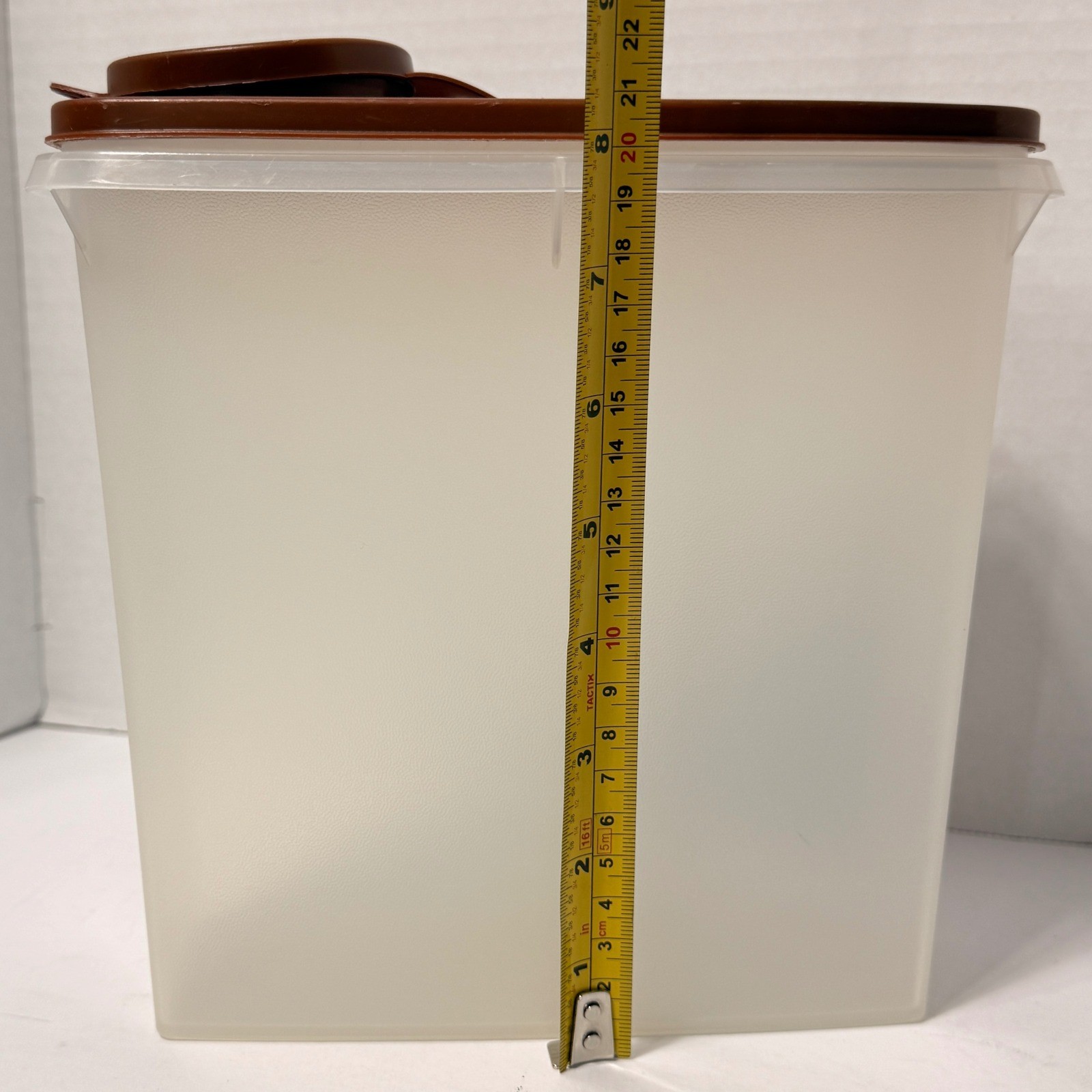 Vintage Tupperware Modular Mate Super Oval 4 Clear Brown Flip Top Lid 1614 USA *