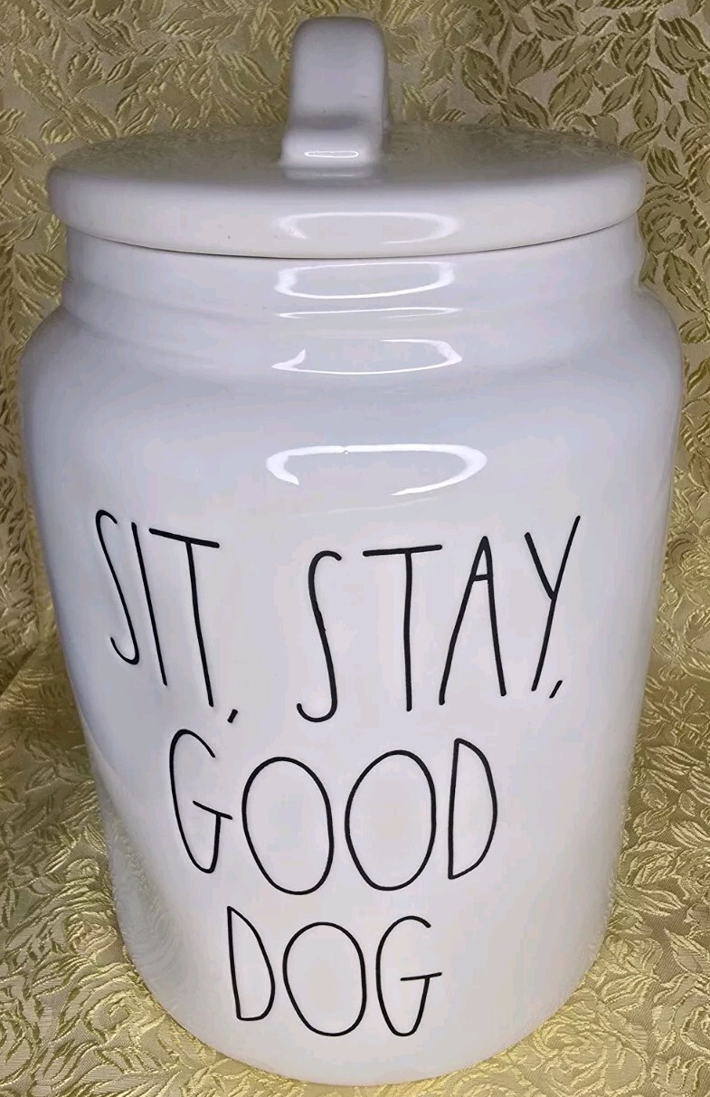 Rae Dunn Dog Treat Canister SIT, STAY, GOOD DOG Artisan Collection by Magenta