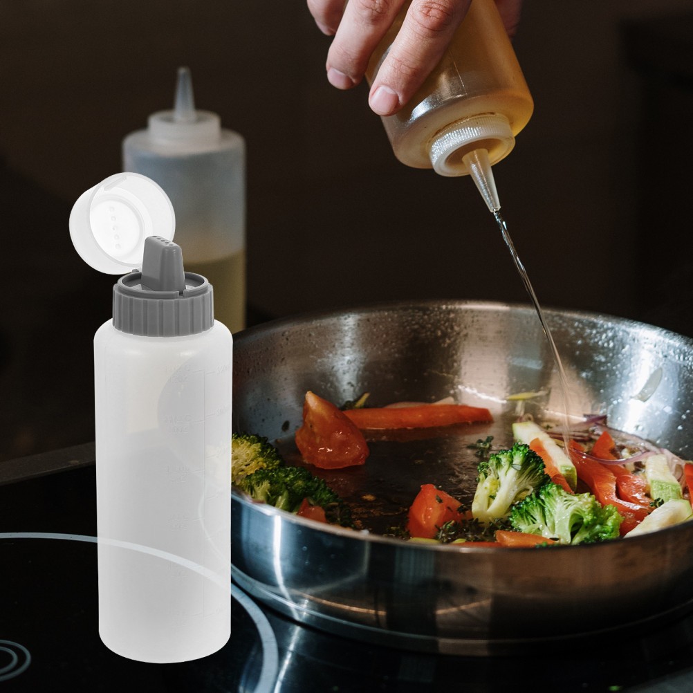 4 Pcs Cream Sauce Squeeze Bottles 350 ml Condiment Bottles with Scale