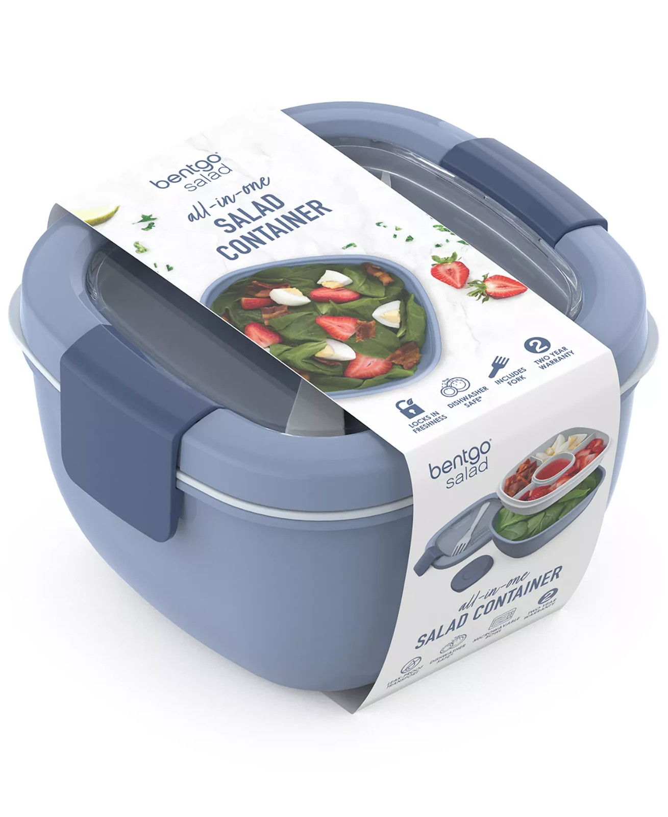 Bentgo All-in-One Salad Container Large Bowl, Bento Box Tray, Slate NWT
