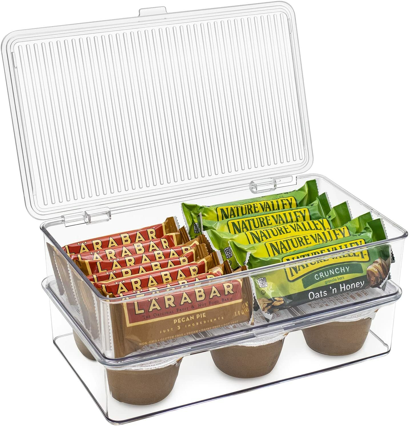 2-Pack Organizer bin with Lids, Kitchen Pantry & Fridge Food Storage Containers
