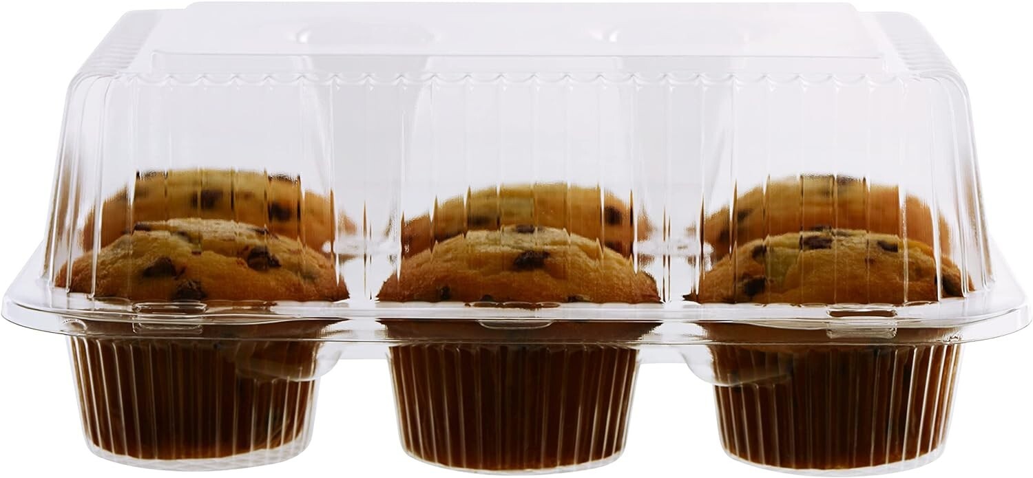6 Compartments Disposable Clear Plastic Muffin Containers 10pcs