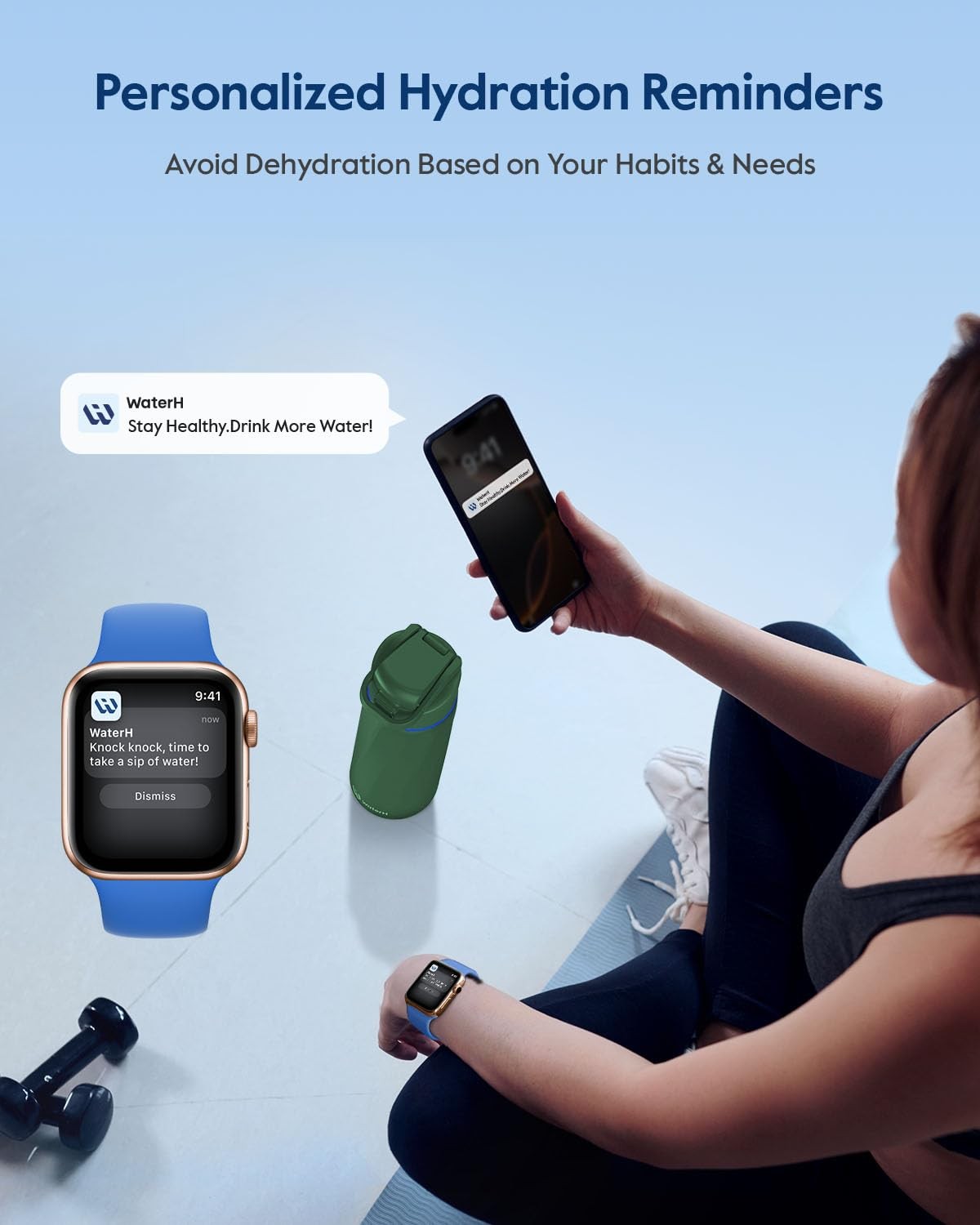 BOOST Smart Water Bottle that Reminds You to Drink, 24oz BPA-Free Stainless Stee