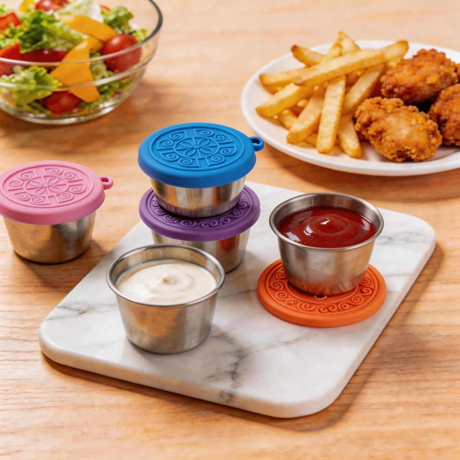 Salad Dressing Container to Go, 6 Pack 1.6 OZ Small Dressing Containers with Lid