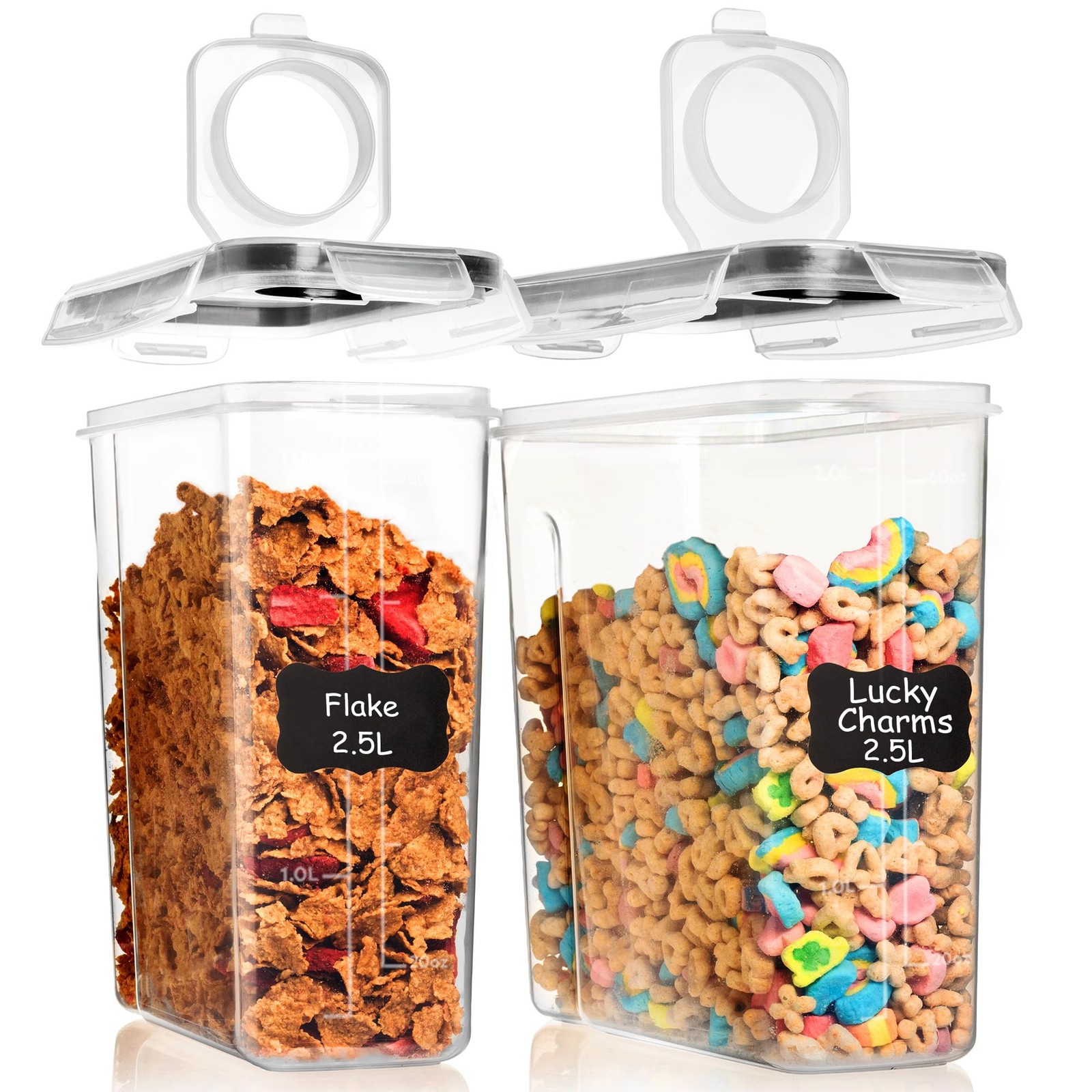 2 Pack (15.4 Oz Cereal Capacity) Small Airtight Cereal Containers Storage w/Lids