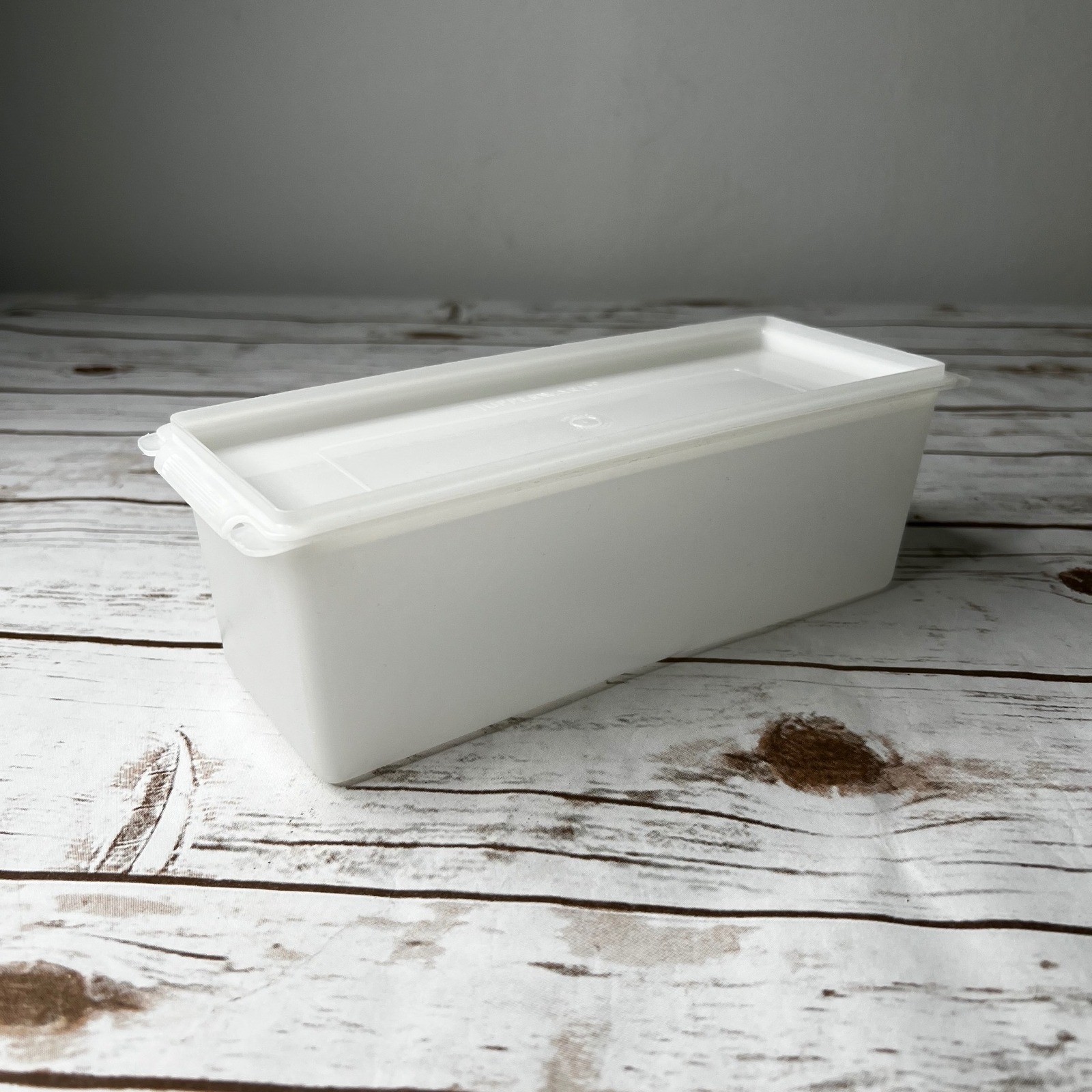 Tupperware Food Storage Container Frosted White Rectangular 11×4.5×3.75 Large