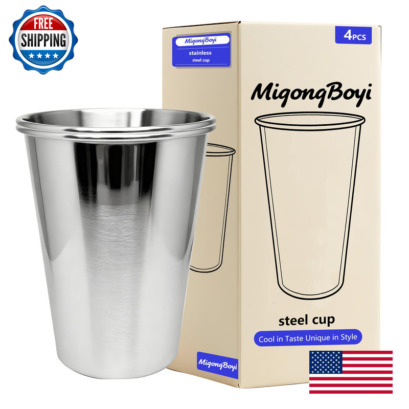Migongboyi 4Pcs 20-Oz Tainless Steel Cupsmetal Cups Stainless Steel Pint