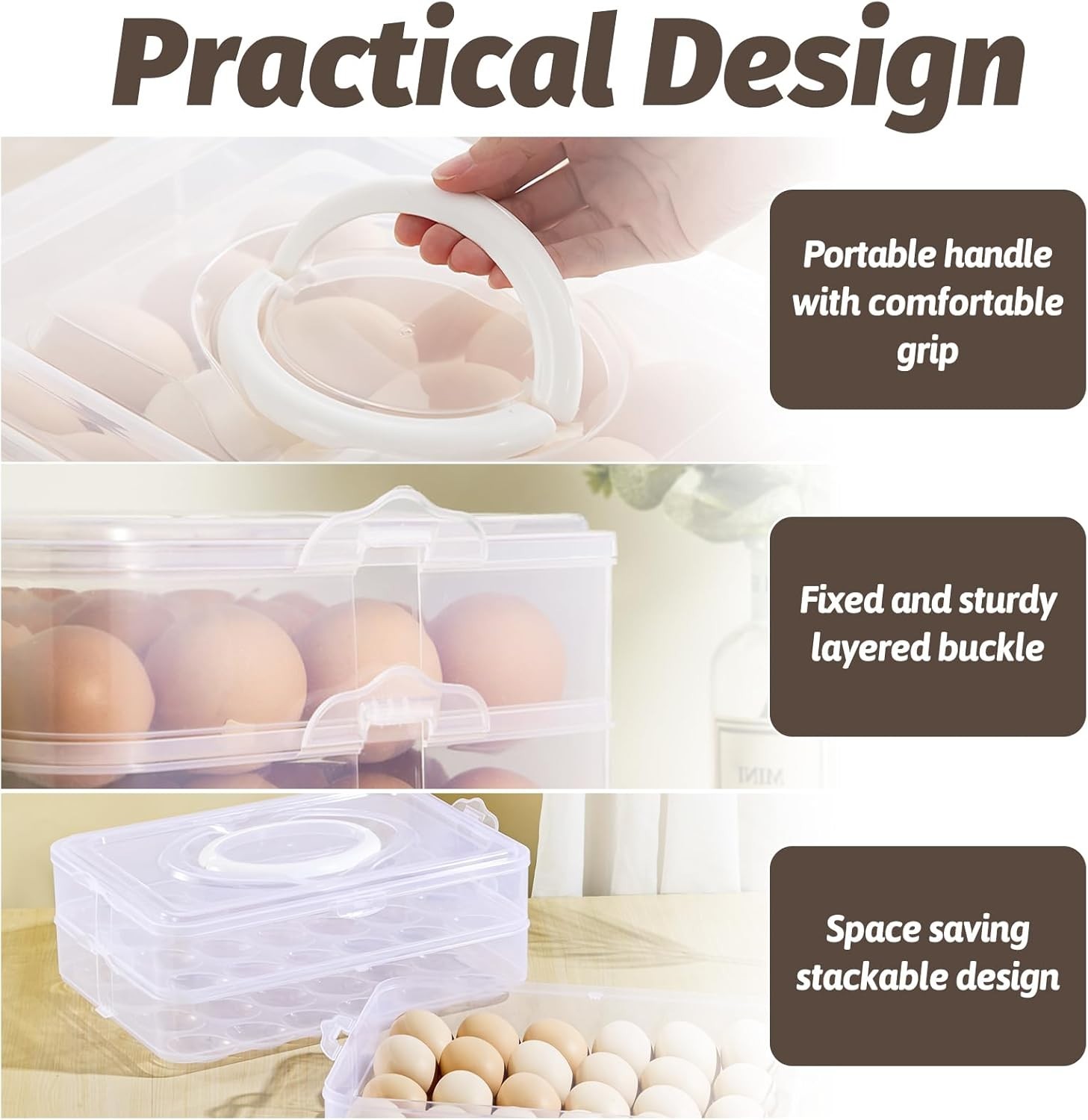 Egg Holder for 72 Eggs,3-Layer Plastic Egg Container,Deviled Egg Tray with Ha…