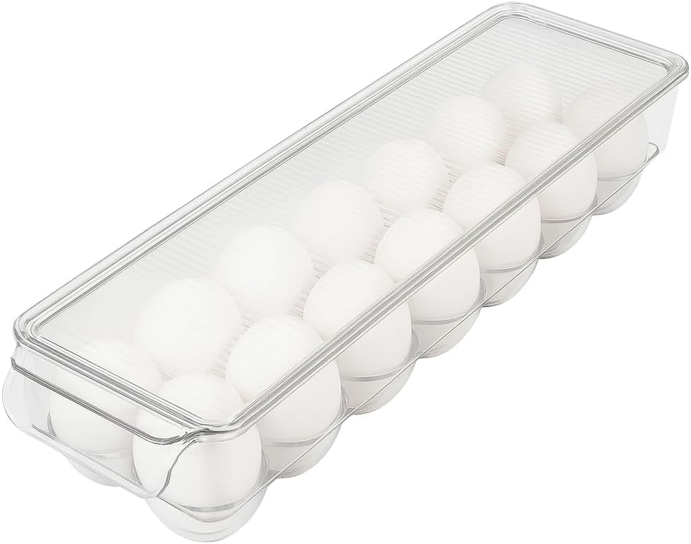 Clear Acrylic Egg Storage Container with Lid, 14-Egg Capacity