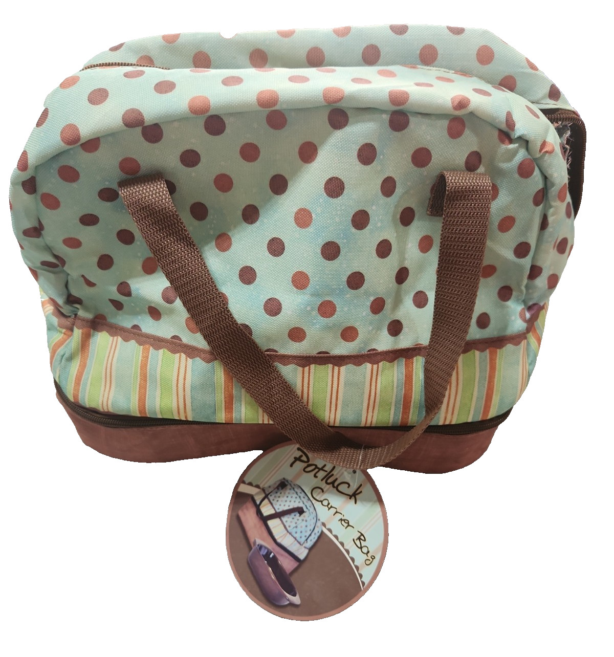 New Potluck Carrier Bag Insulated Thermal Tote Polka Dot Multi-Tier No Dish