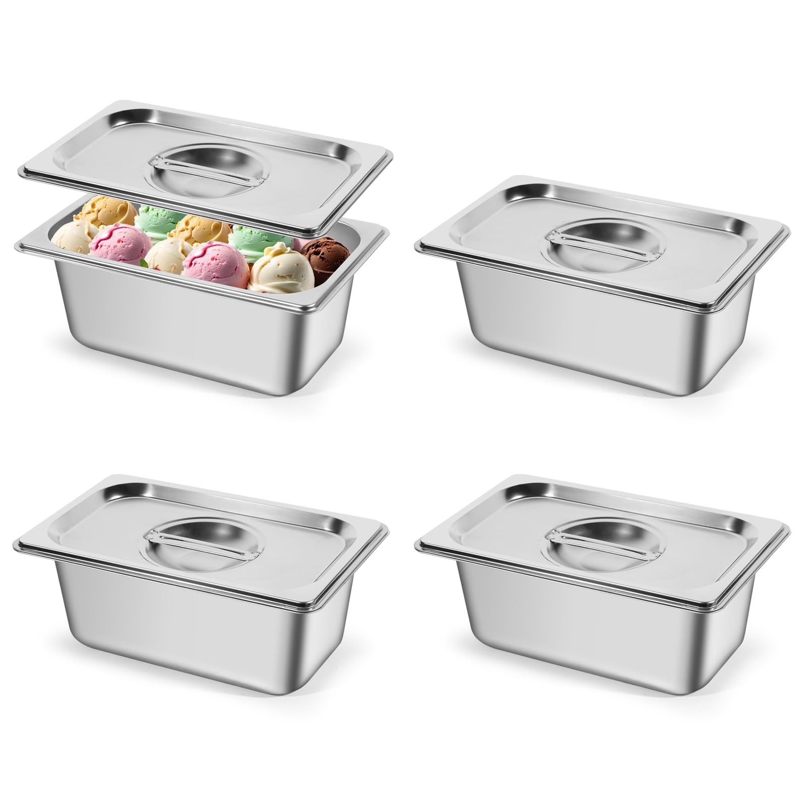 1/2 Size 4 Inch Deep Stainless Steel Steam Table Food Pan With Lid 1 PCS