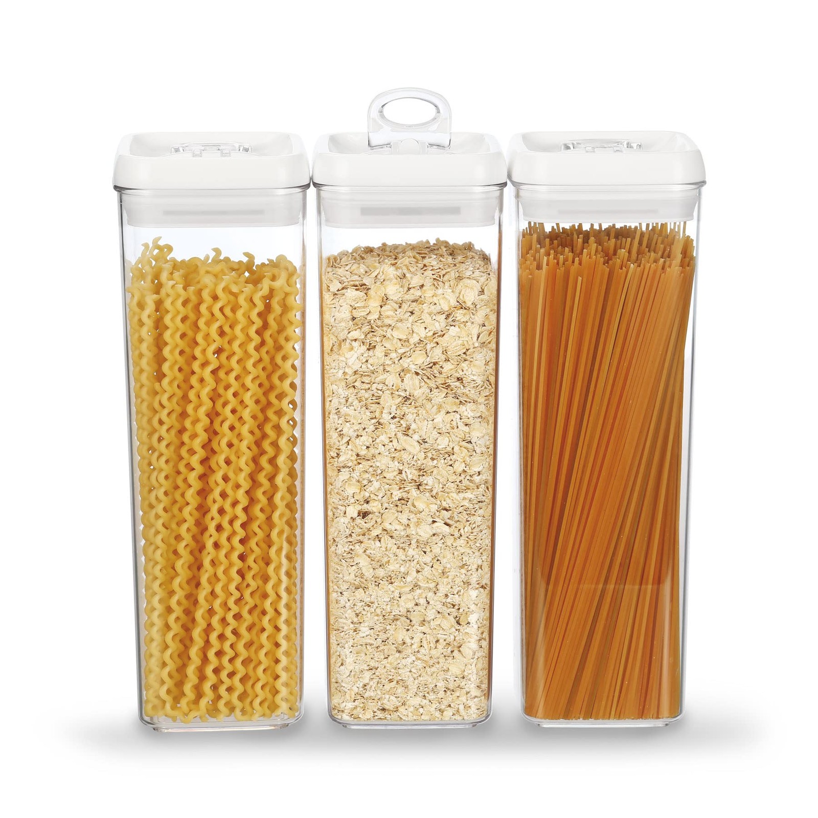Flip Tite TALL Storage Container with Lid 4″ Air Tight Easy Open Ring Top, Clear