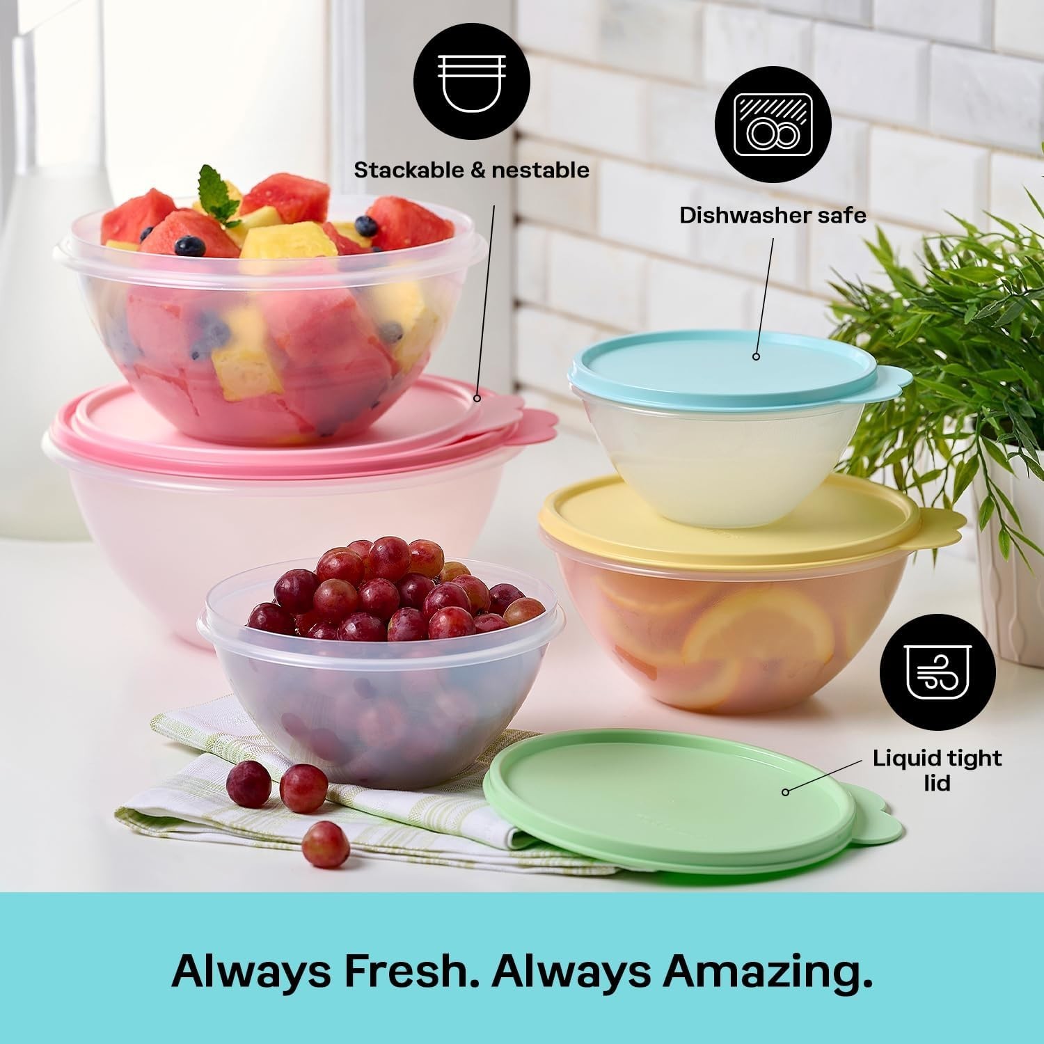 Heritage Wonderlier 10 Piece Food Storage Bowl Set in Vintage Colors- Dishwasher