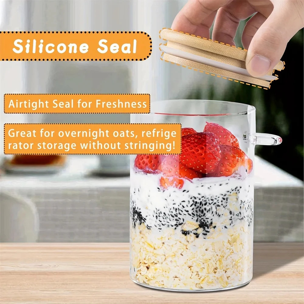 Overnight Oats Containers with Lid 1/2/3/4Pack 16Oz Airtight Glass Jars with Spo