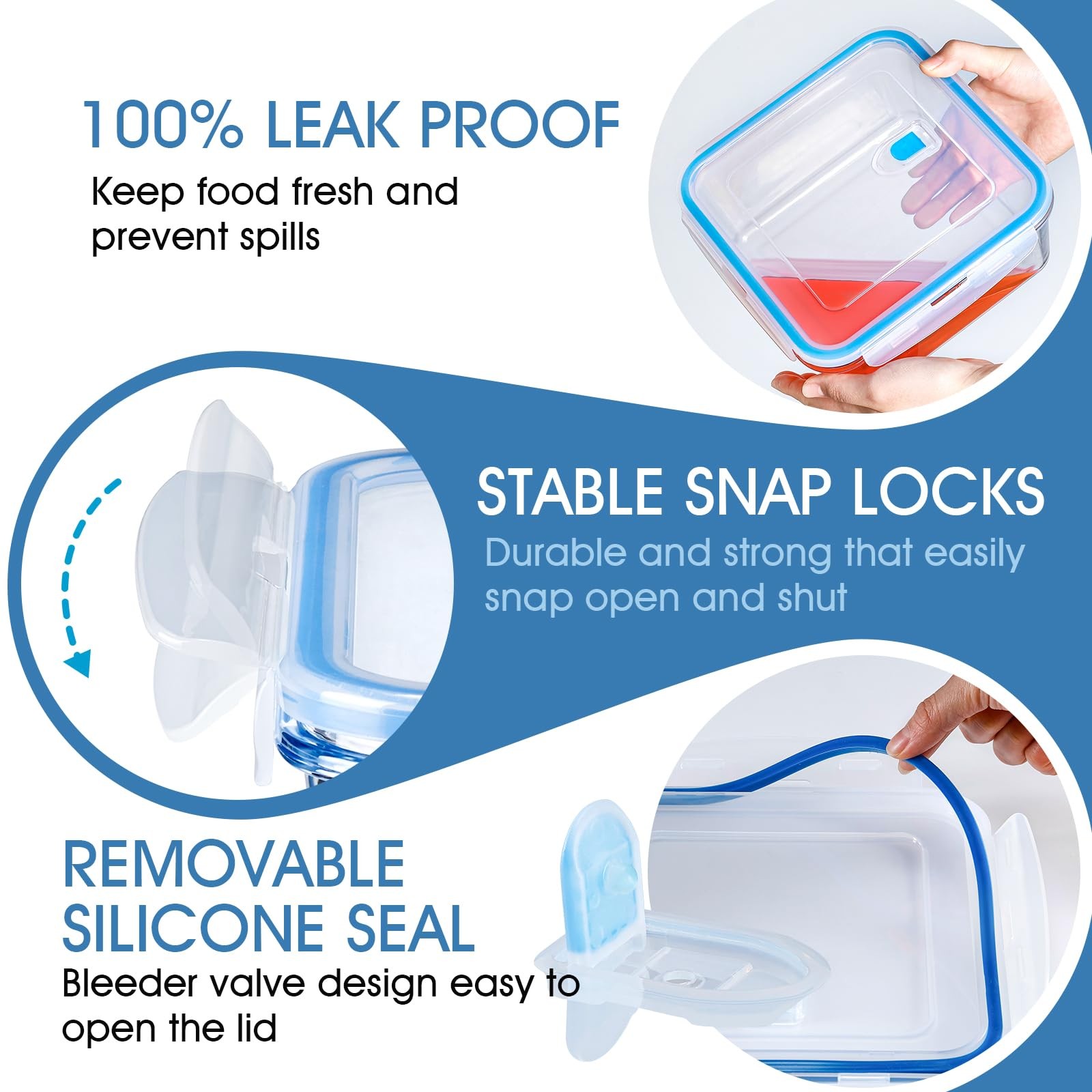 112/68/34/17oz Square Large Glass Food Storage Containers with Airtight Lids,…