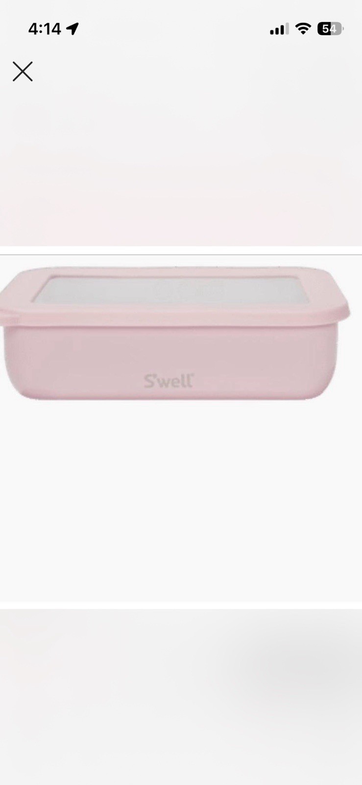 S’well Bento Box Pink Rectangular Plastic Sandwich Container with Snap Lid
