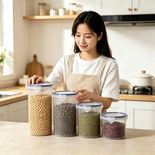 4 Pack Airtight Food Storage Containers BPA-Free Microwave Dishwasher Freezer Sa