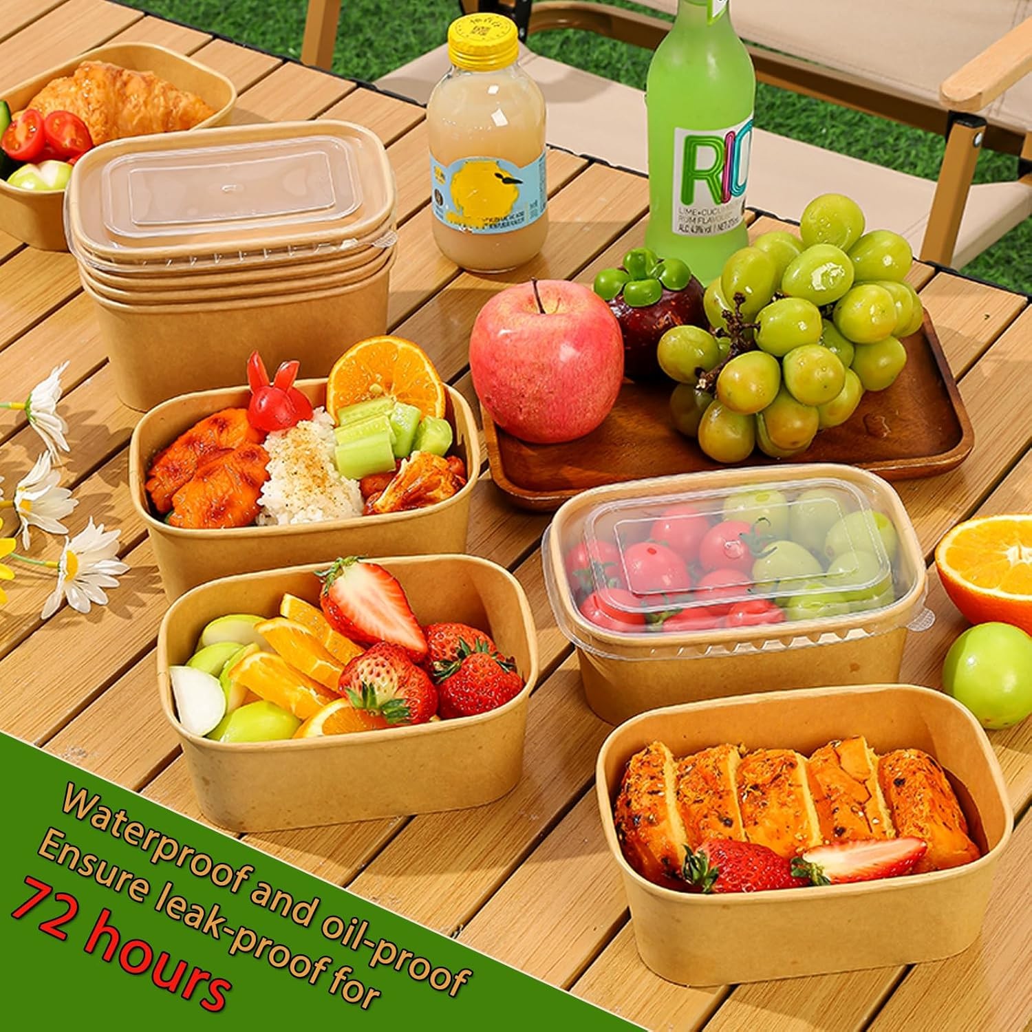 50 Pack 29Oz Disposable Meal Prep Containers W/ Lids & Forks-Disposable Kraft
