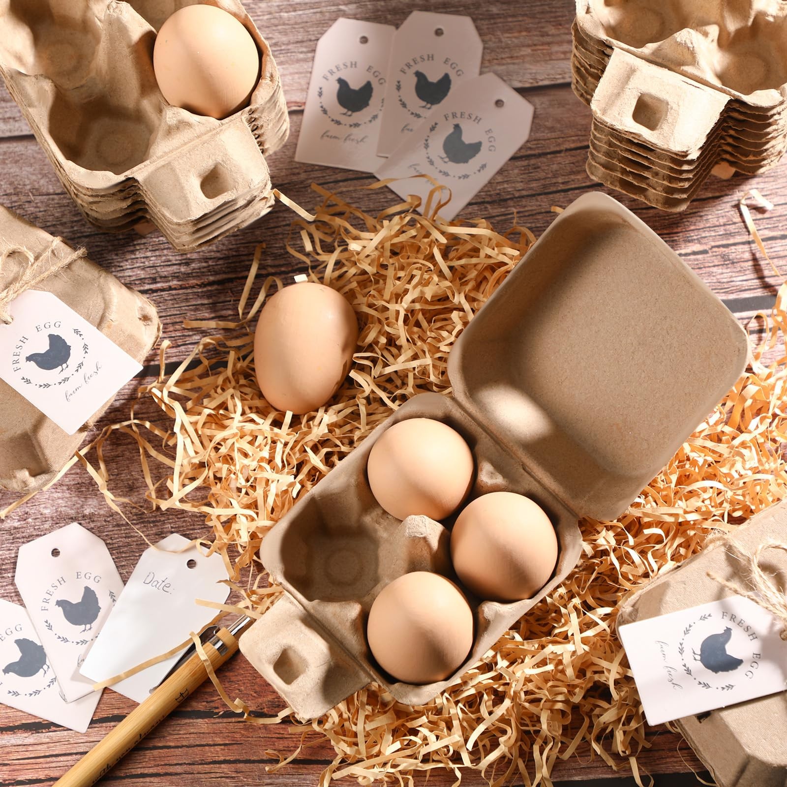 Natural 4 Count Egg Carton Pulp Paper Cardboard Farm Market Storage 12 PCS