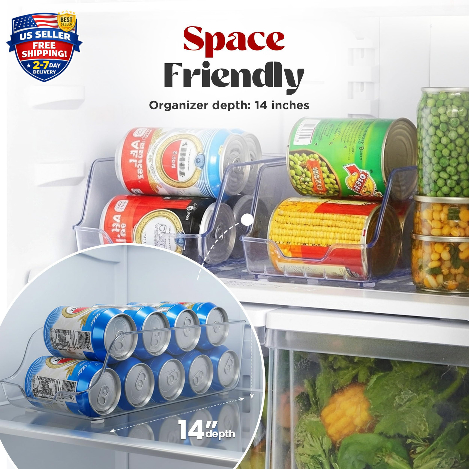 SODA CAN ORGANIZER AND DISPENSER Refrigerator Pantry Durable Storage Organizer