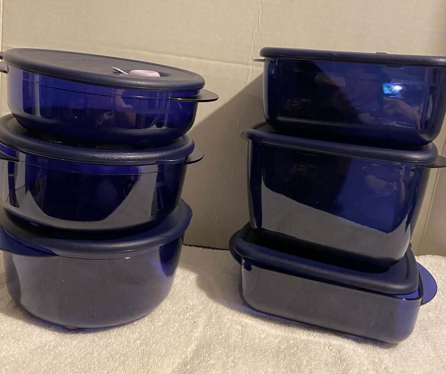 Tupperware Vent’N Serve 3pcMed Shallow Set & 3pc Small Round 400-800ml container
