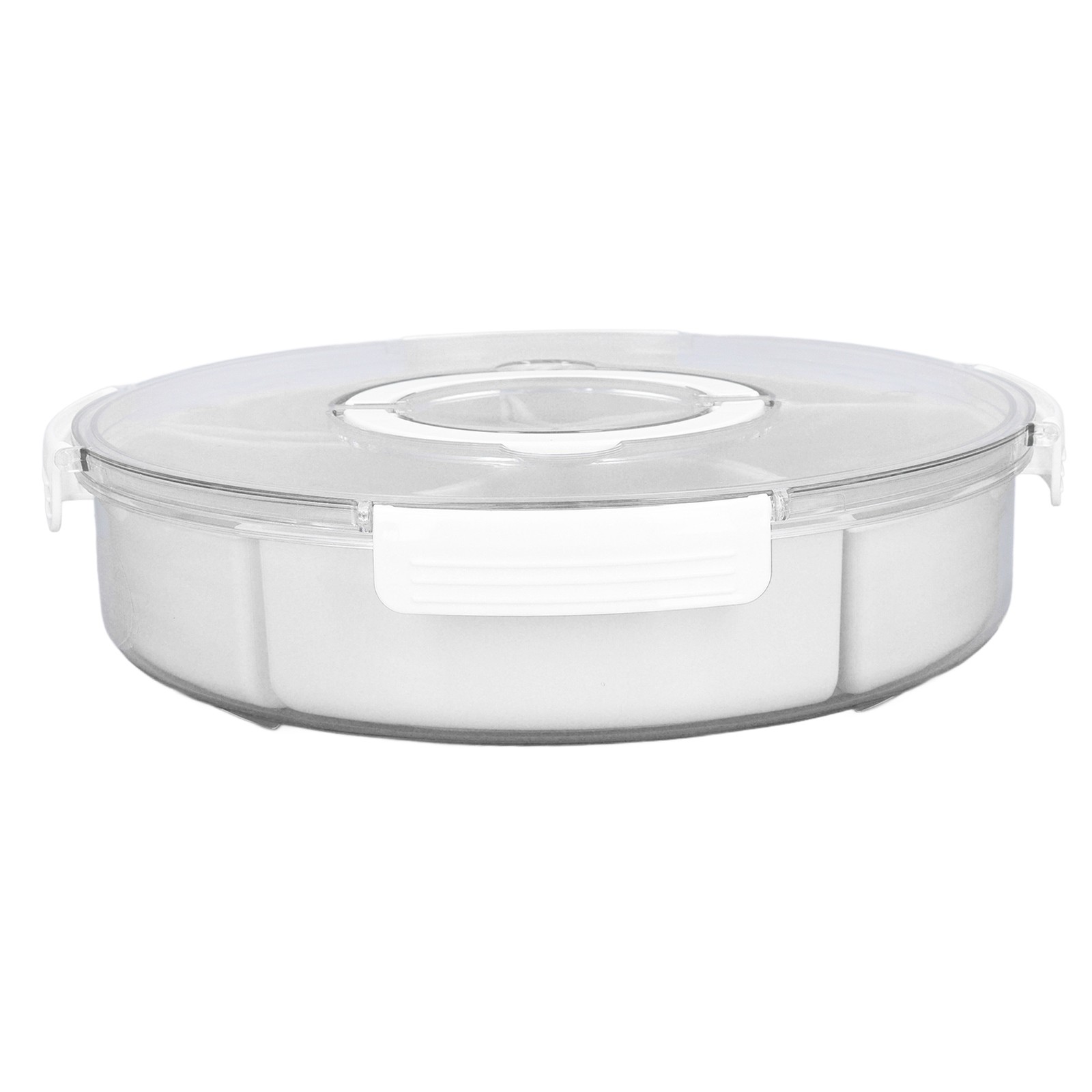 White 5-Compartment Rotating Snack Box with Lid & Handle