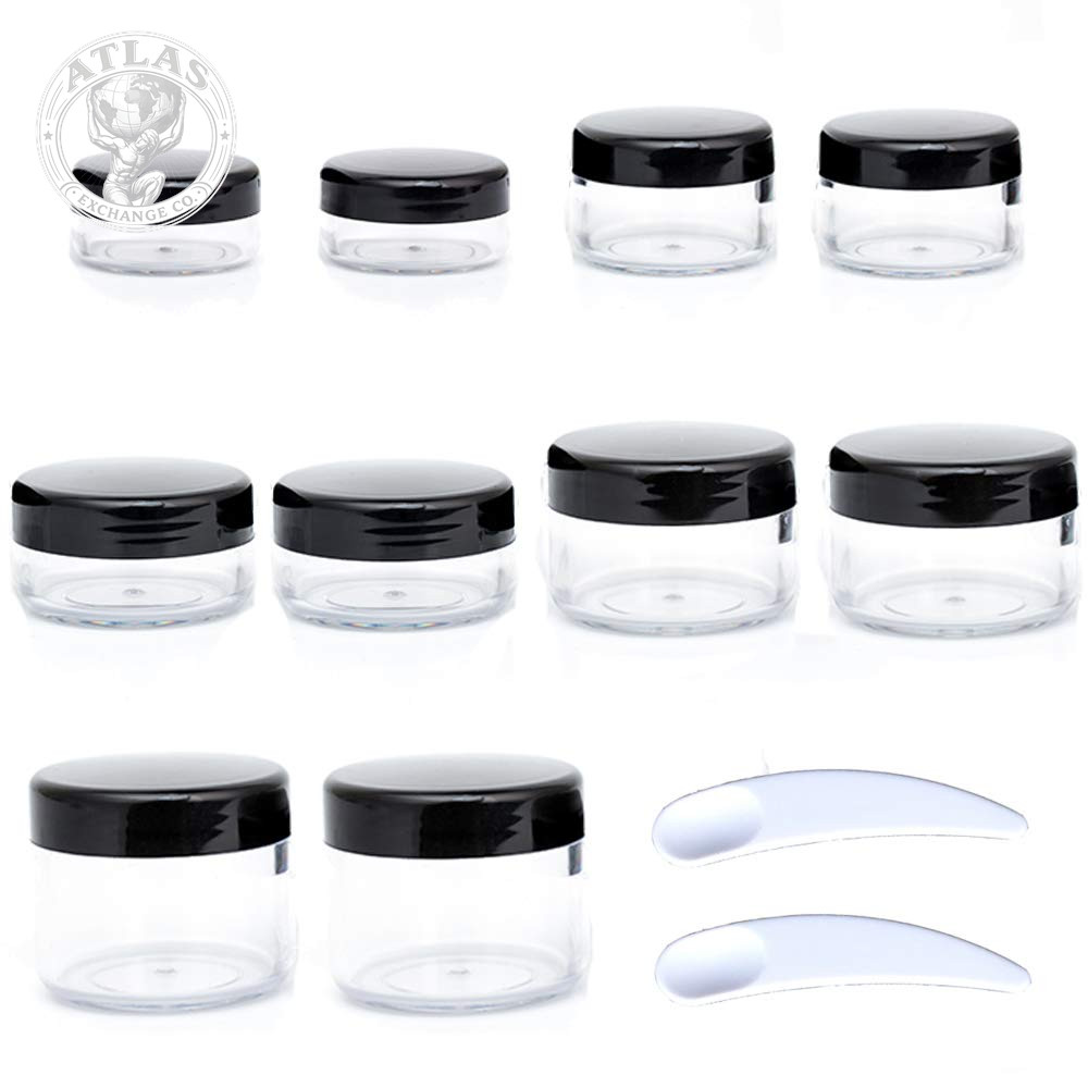 ZEJIA 10Pcs Small Travel Containers, Black Sample Jars with Screw Lids, 5 Size 3