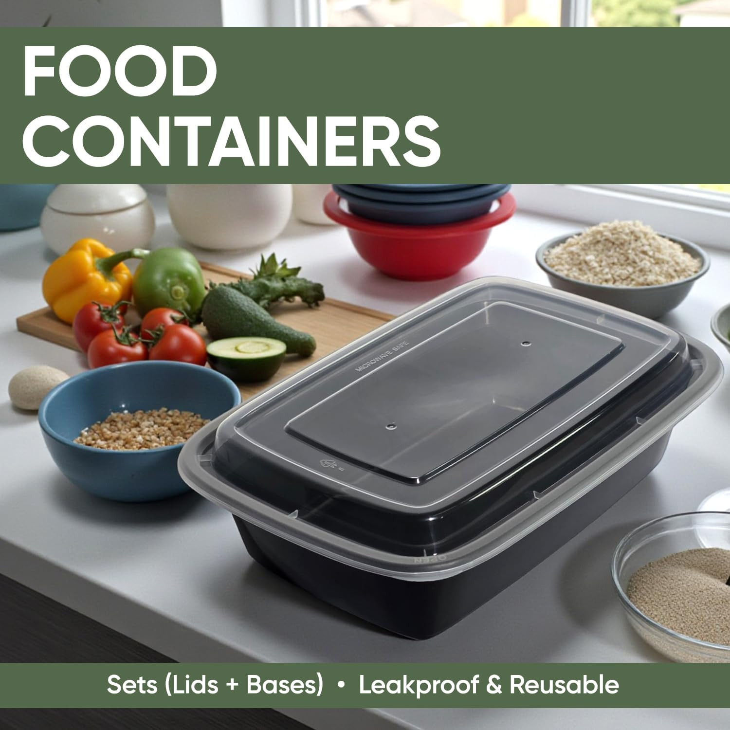 16 Oz Meal Prep Containers, 50 Pack, BPA Free, Leakproof, Stackable, Clear