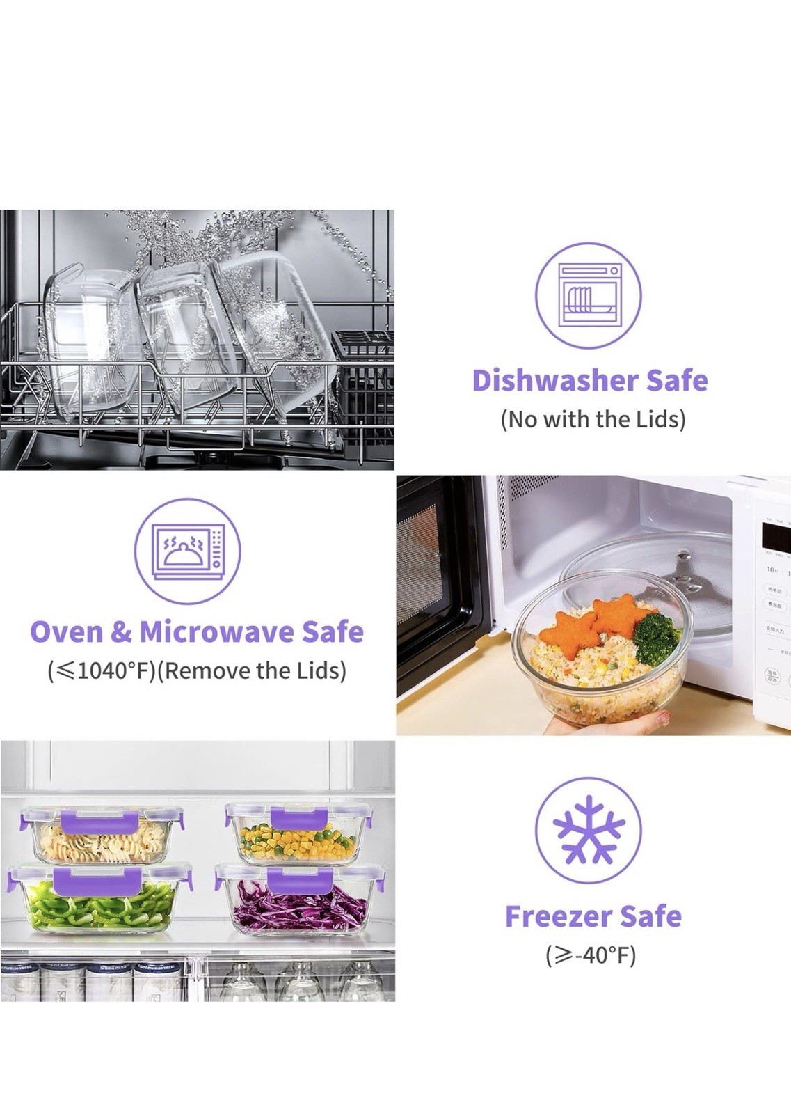 34pcs Glass Food Storage Containers with Lids Set, Airtight Meal Prep Containers
