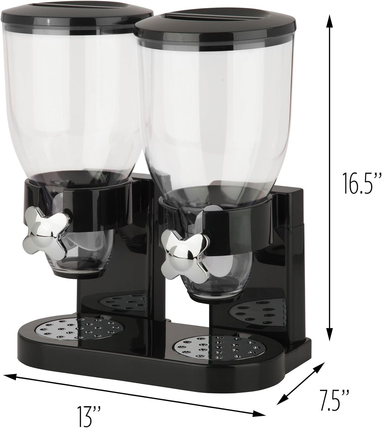 Modern 2-Canister Food Storage Solution – 17.5 oz Dry Food Dispenser in Black