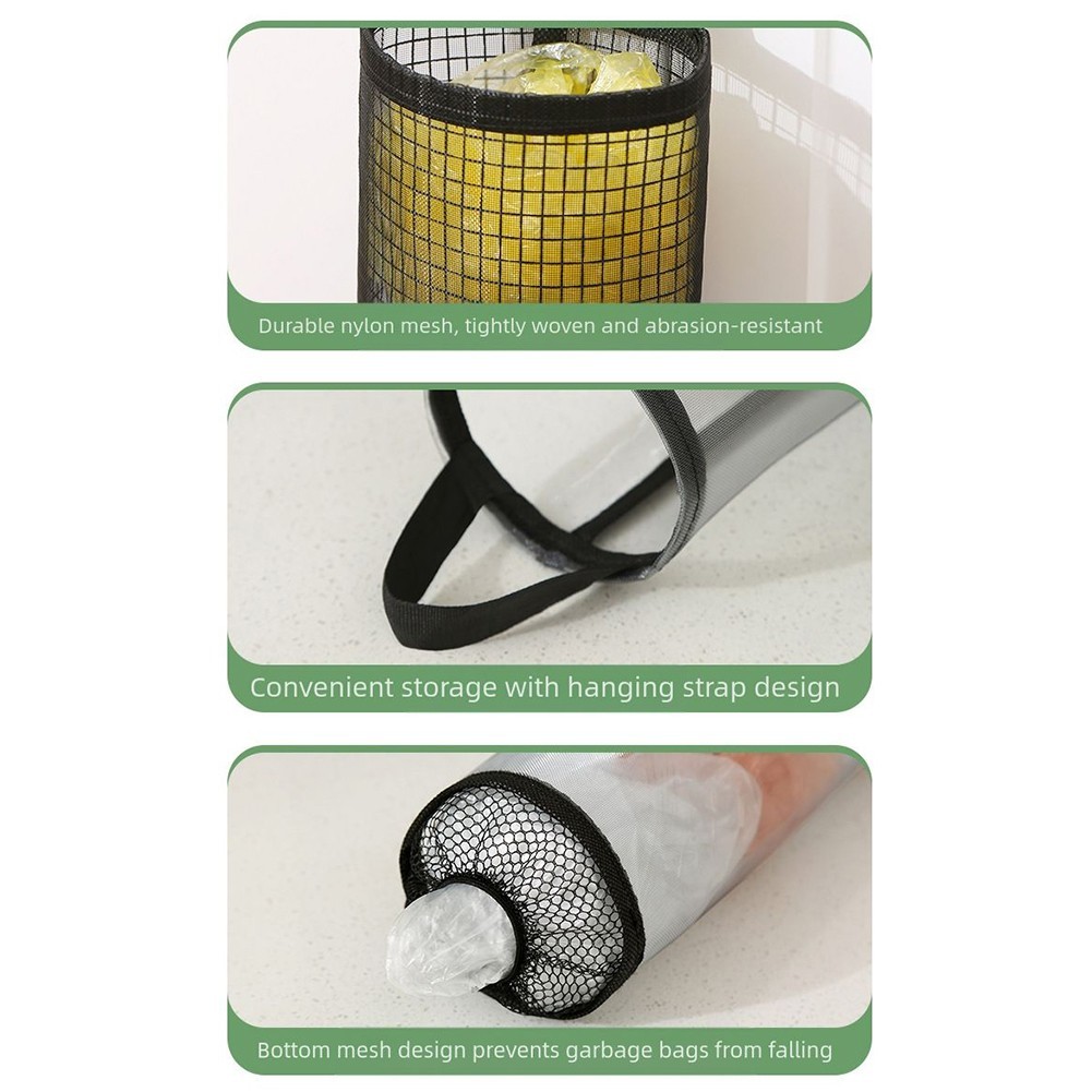 2 Pcs Hanging Garbage Bag Dispenser Wall Mount Pull Out Plastic Bag Storage