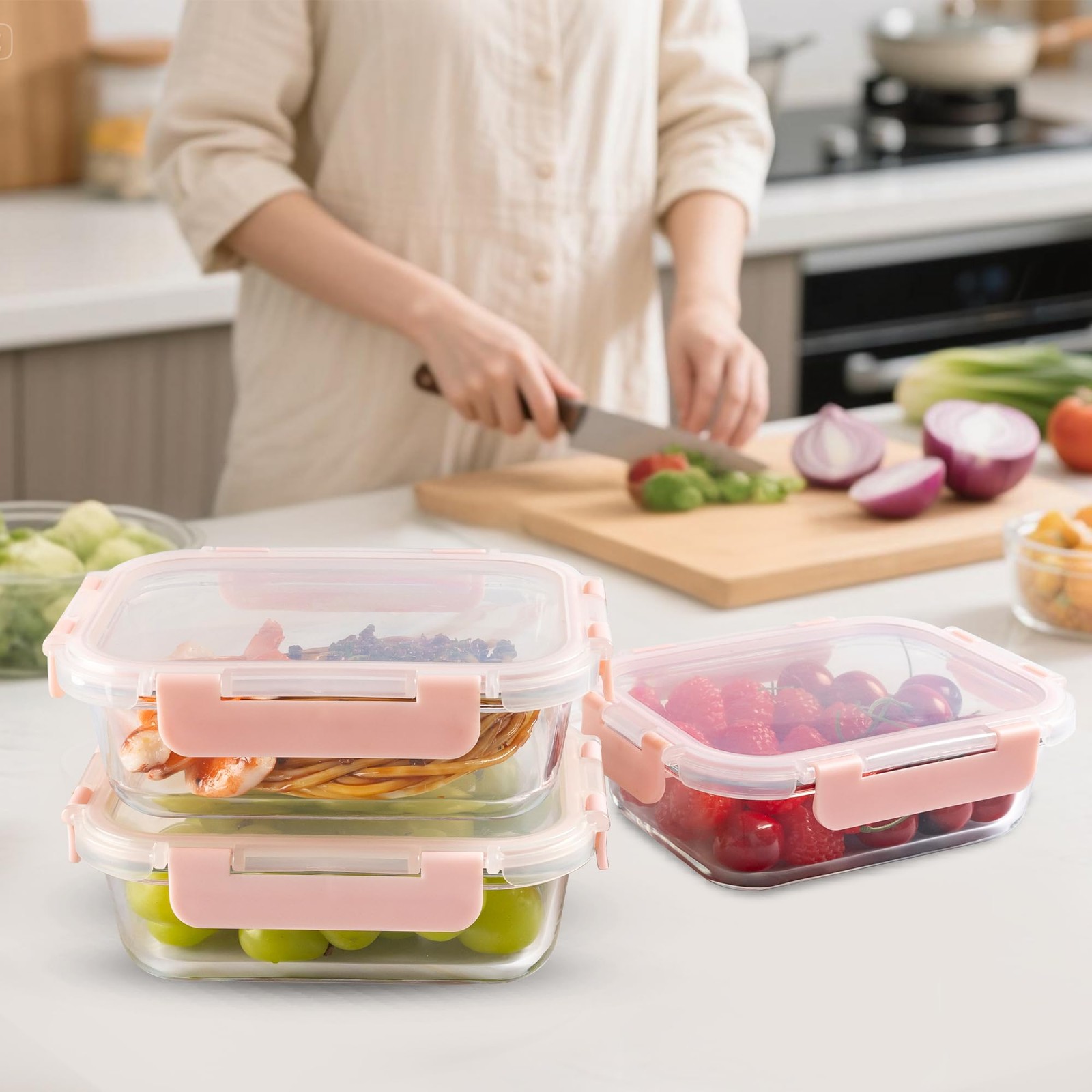 10 Pack 22 oz Glass Meal Prep Containers, Food Storage Containers with Lids, …