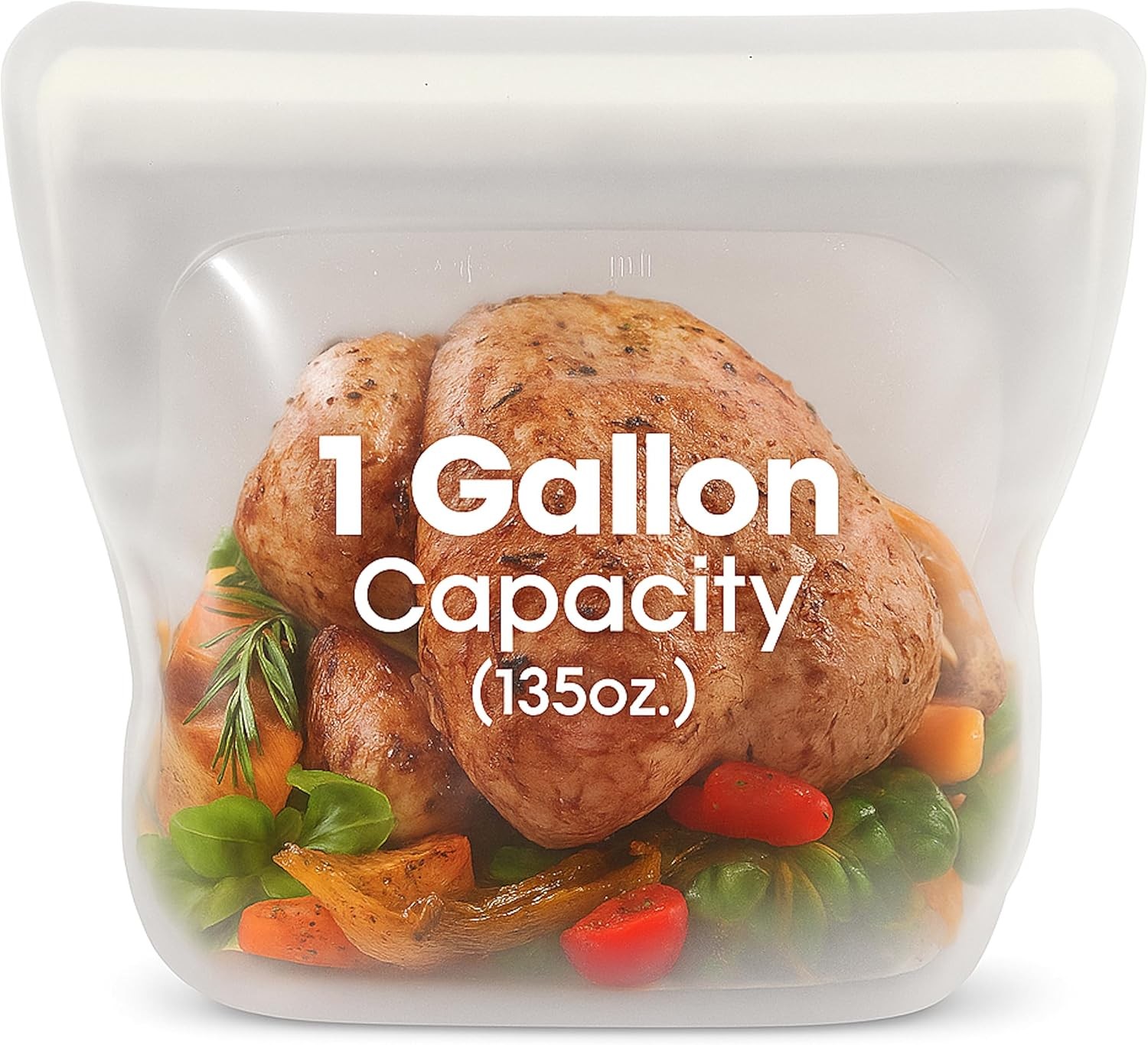 Reusable 1 Gallon Silicone Freezer Bag XXL 135 oz Clear Leakproof double-lock