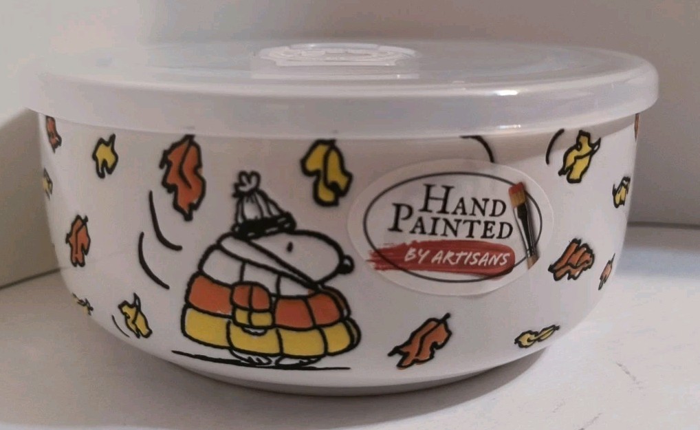 Peanuts Snoopy Puffer Jacket Fall 16 oz. Pressure Lid Food Storage Container NEW