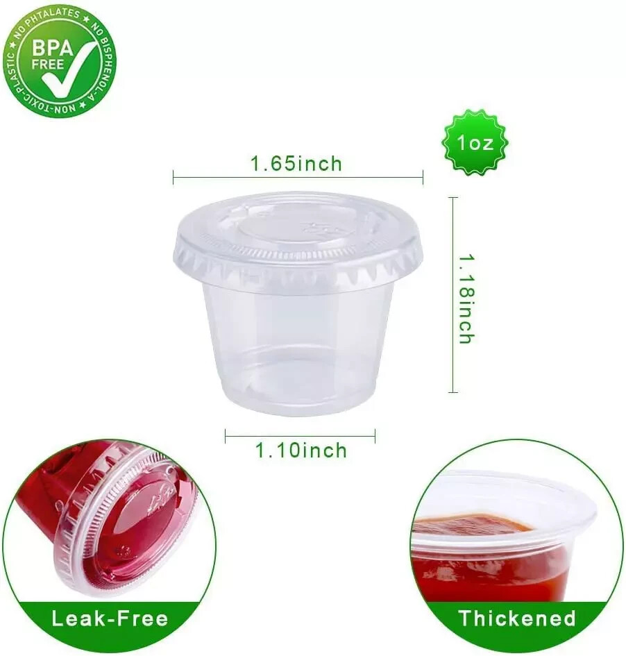 Clear 1oz Polypropylene Plastic Containers with Lids – Pack of 200